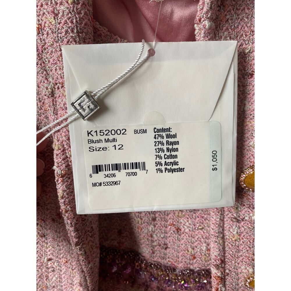 St. John Couture Embellished Knit Pink Blush Multi Jacket & Dress Suit- Size 12 - Picture 7 of 16